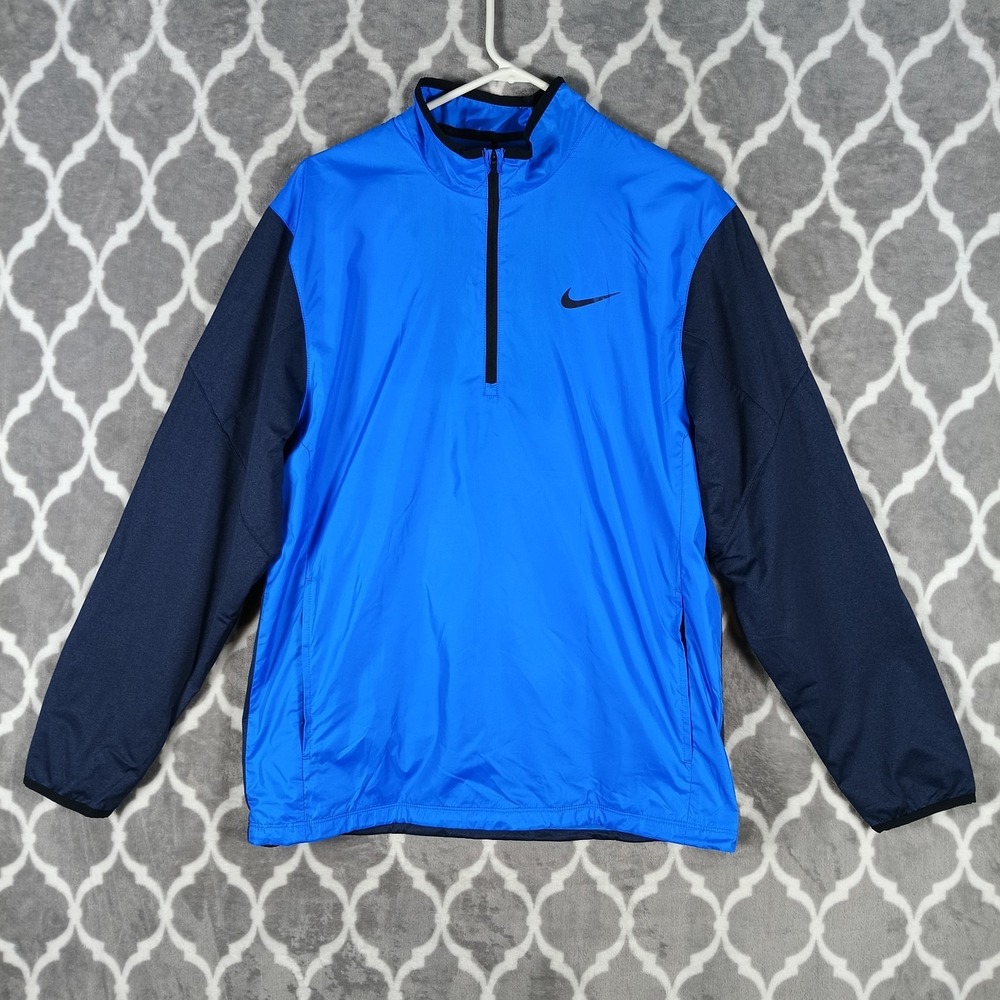 Nike Golf Jacket Men Medium Blue 1/4 Zip Lightweight Performance - Picture 1 of 9